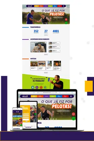 Mockup de múltiplos dispositivos exibindo a página "Minha História" com linha do tempo e fotos históricas.